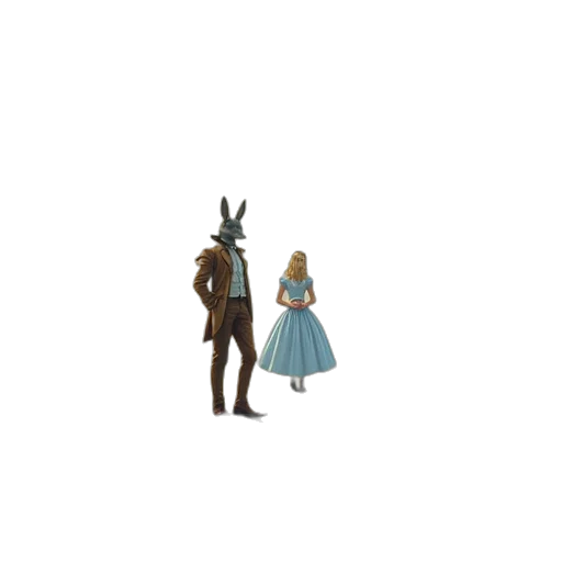 dress, hat, robot, staff transparent PNG cut-out