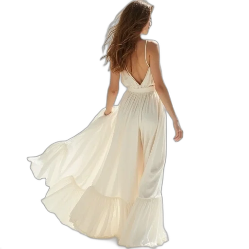 dress, golden, model, wearing transparent PNG cut-out