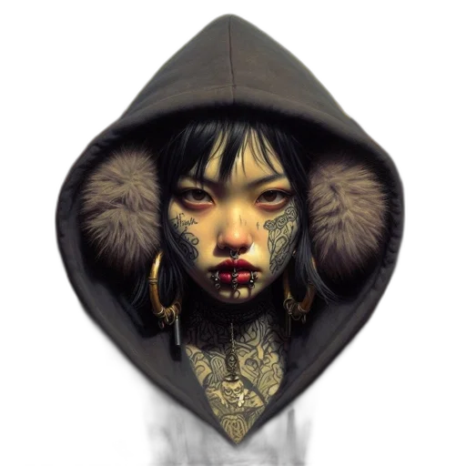 face, mask, jacket, jewelry transparent PNG cut-out