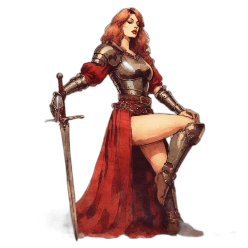 sword, dress, staff, fantasy art transparent PNG cut-out