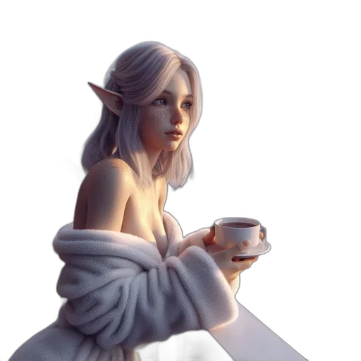 dragon, dress, staff, fantasy art transparent PNG cut-out