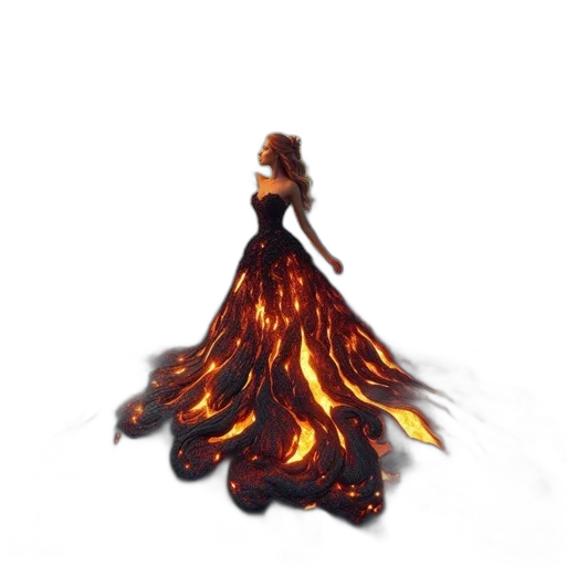 dress, hair, crown, dragon transparent PNG cut-out
