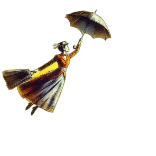 umbrella, dress, staff, concept art transparent PNG cut-out