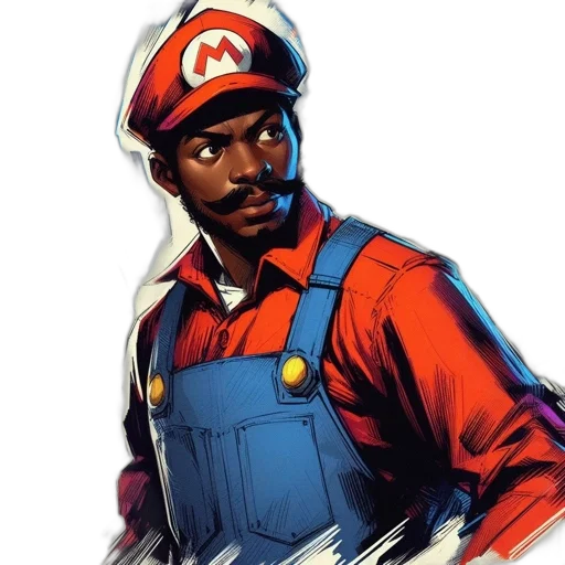 face, hat, staff, comic book art transparent PNG cut-out