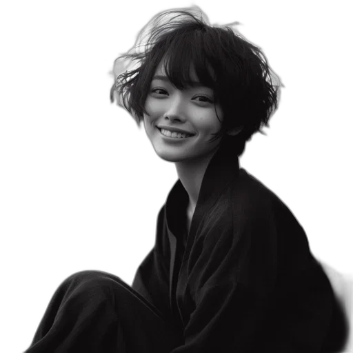 face, jacket, hair, dress transparent PNG cut-out