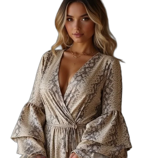 dress, jacket, jewelry, earth tones transparent PNG cut-out