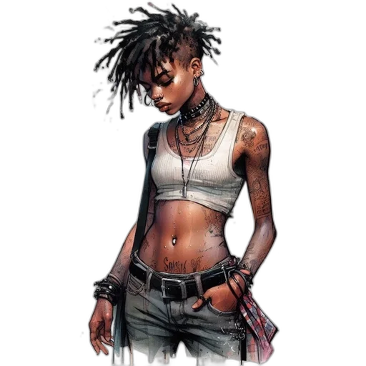 comic book art, concept art, cyberpunk, cartoon transparent PNG cut-out