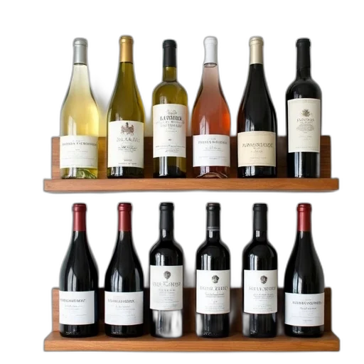 collection, wine, bottles, displayed transparent PNG cut-out
