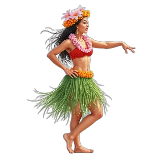concept art, hawaiian, hula, dancer transparent PNG cut-out