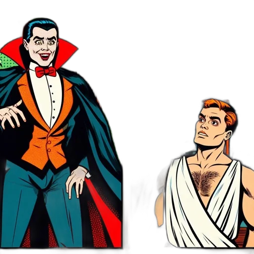 comic book art, concept art, cartoon, vintage-style transparent PNG cut-out