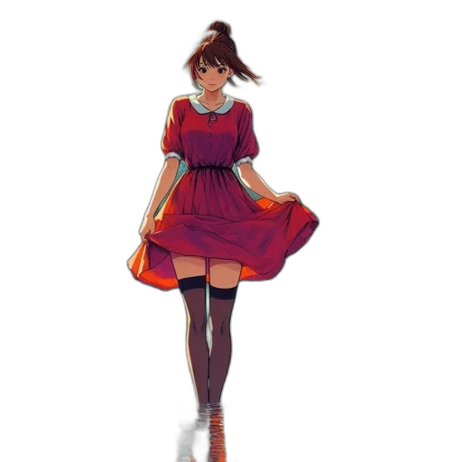 dress, staff, concept art, anime transparent PNG cut-out