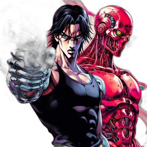 comic book art, concept art, pixel art, cyberpunk transparent PNG cut-out