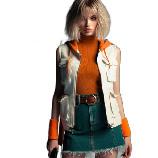 jacket, staff, concept art, 3d render transparent PNG cut-out