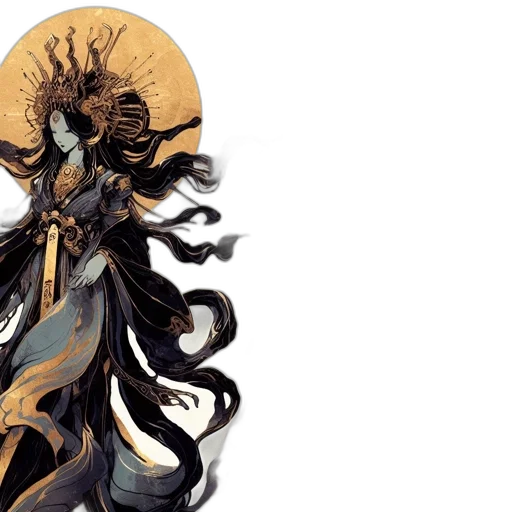concept art, fantasy art, comic book art, golden transparent PNG cut-out