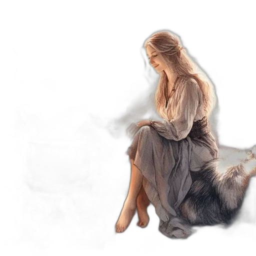 dress, hair, dragon, fantasy art transparent PNG cut-out