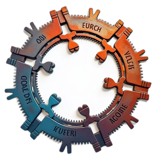 jewelry, 3d render, gears, people transparent PNG cut-out