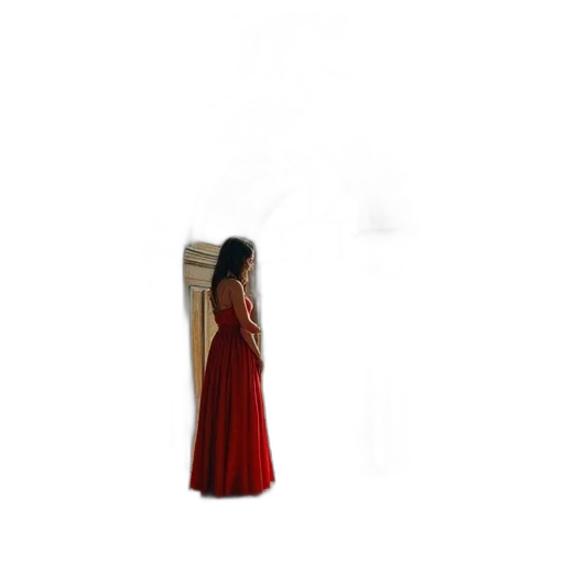 dress, jewelry, staff, hair transparent PNG cut-out