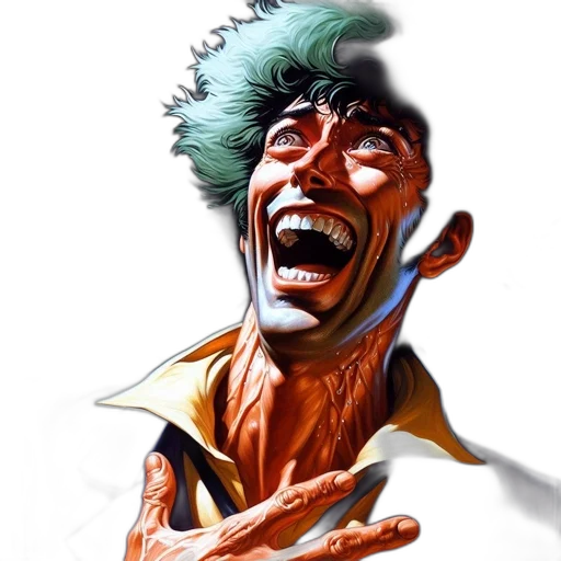 face, creature, staff, comic book art transparent PNG cut-out