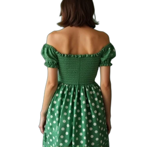 dress, green, person, off transparent PNG cut-out