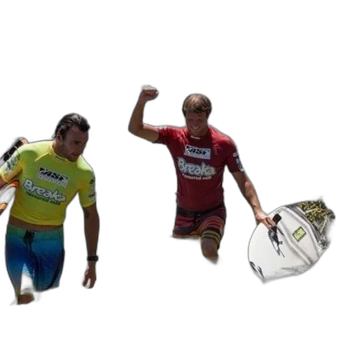 3d render, two, surfers, wearing transparent PNG cut-out