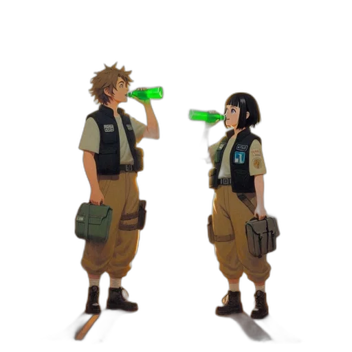 staff, bottle, jacket, weapon transparent PNG cut-out