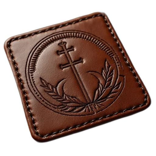 brown, leather, logo transparent PNG cut-out