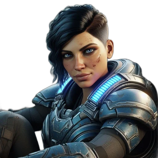 face, staff, concept art, cyberpunk transparent PNG cut-out