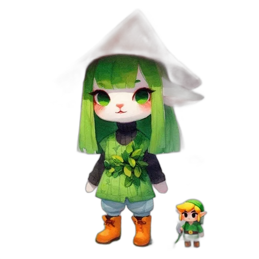 hat, staff, dress, creature transparent PNG cut-out