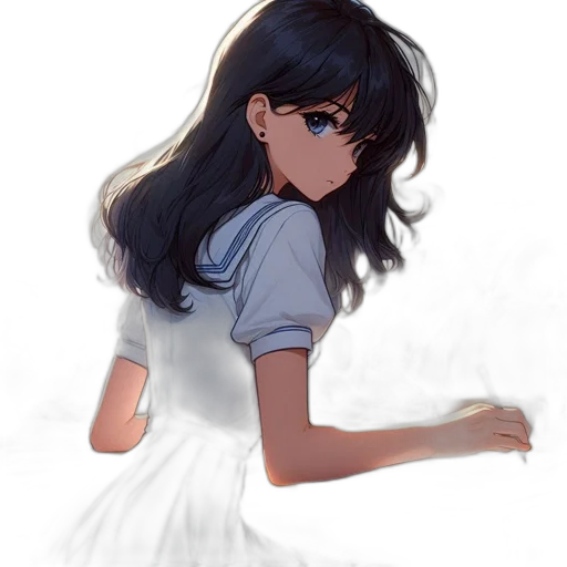 dress, hair, face, creature transparent PNG cut-out