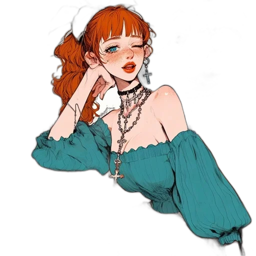 dress, jewelry, staff, anime transparent PNG cut-out