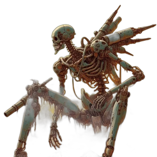 robot, creature, staff, dragon transparent PNG cut-out