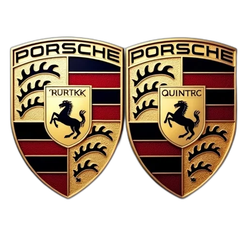 set, two, porsche, emblems transparent PNG cut-out