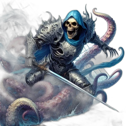 concept art, fantasy art, comic book art, blue transparent PNG cut-out