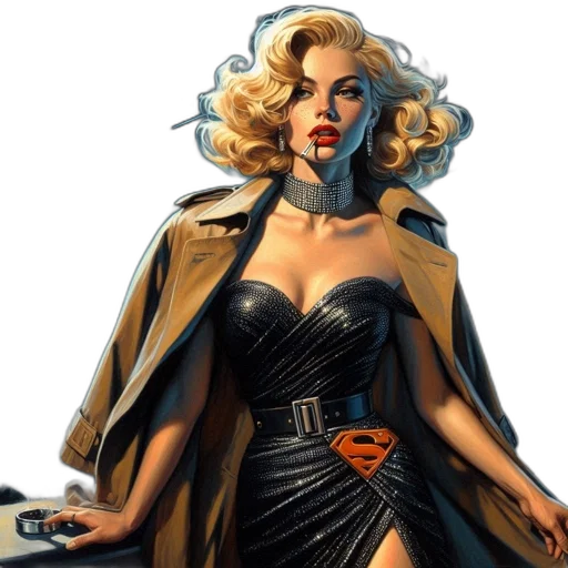 comic book art, concept art, woman, blonde transparent PNG cut-out