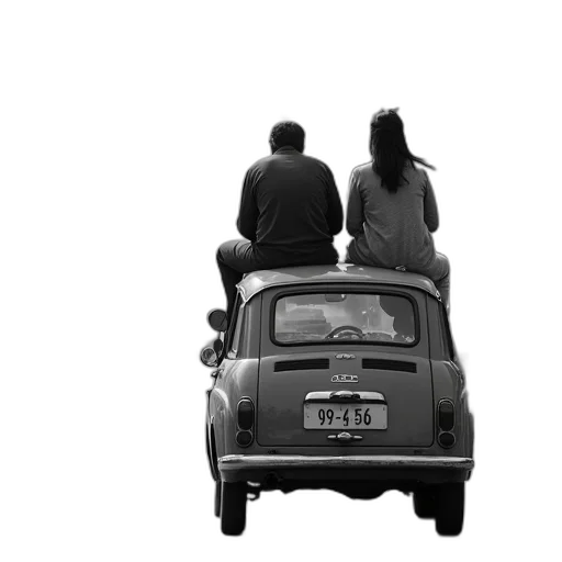 car, photorealistic, city street, black transparent PNG cut-out