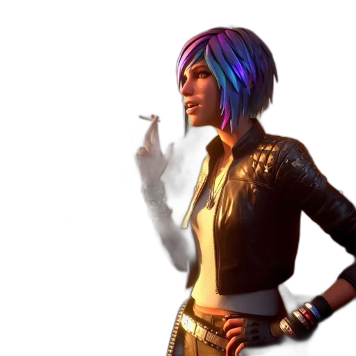 jacket, staff, weapon, cyberpunk transparent PNG cut-out