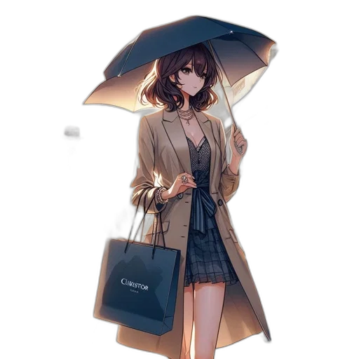 umbrella, dress, jacket, hat transparent PNG cut-out