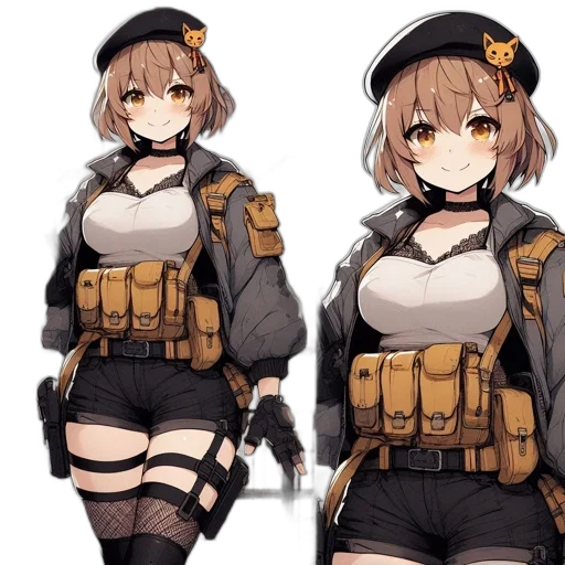 jacket, weapon, dress, staff transparent PNG cut-out