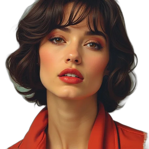 face, jewelry, hair, jacket transparent PNG cut-out