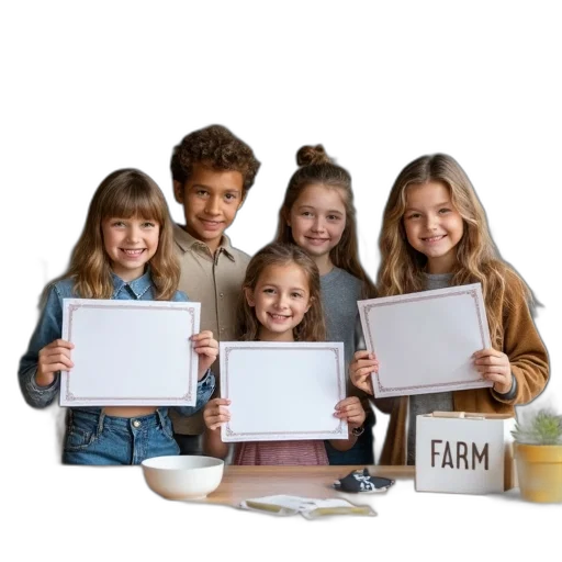 food, group, children, standing transparent PNG cut-out