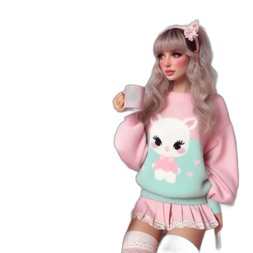 dress, anime, 3d render, vaporwave transparent PNG cut-out
