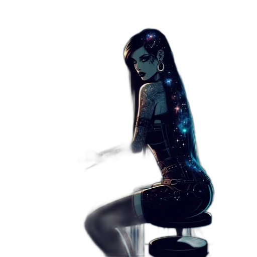 robot, dress, staff, cyberpunk transparent PNG cut-out