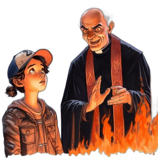 comic book art, concept art, fire, dimly transparent PNG cut-out