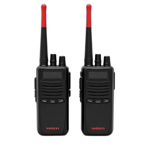 two, identical, black, walkie-talkies transparent PNG cut-out