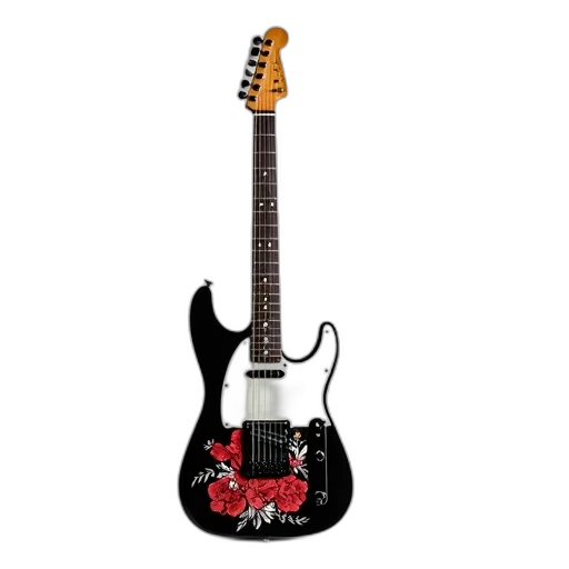black, electric, guitar, wooden transparent PNG cut-out