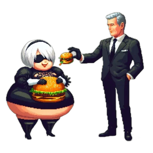 food, robot, concept art, pixel art transparent PNG cut-out