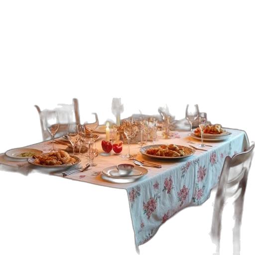 food, furniture, 3d render, photorealistic transparent PNG cut-out