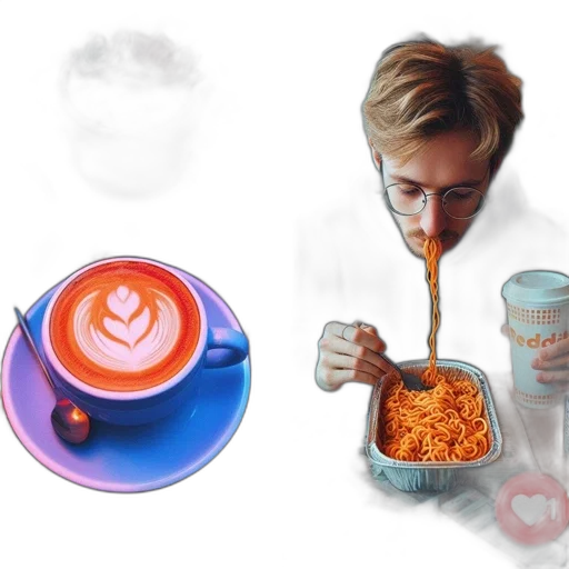 food, concept art, photorealistic, vaporwave transparent PNG cut-out