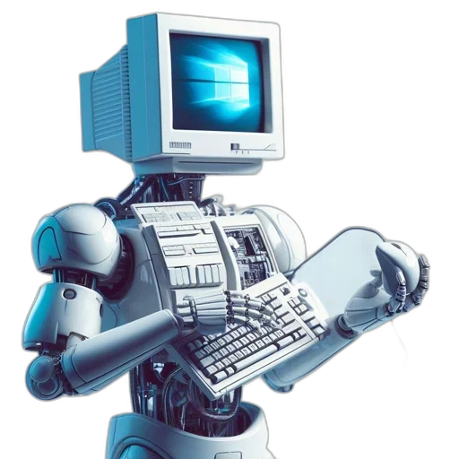 robot, staff, weapon, vaporwave transparent PNG cut-out