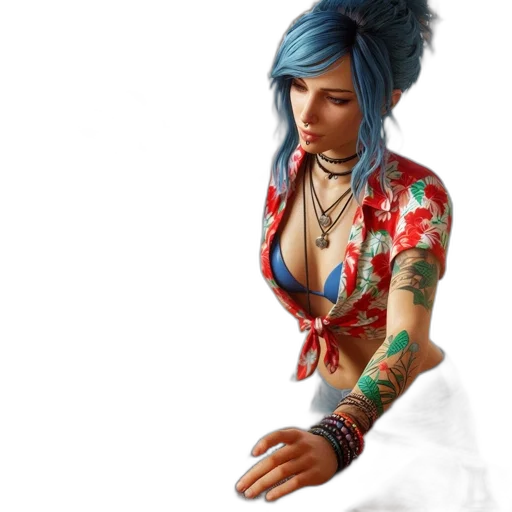 dress, jewelry, staff, fantasy art transparent PNG cut-out